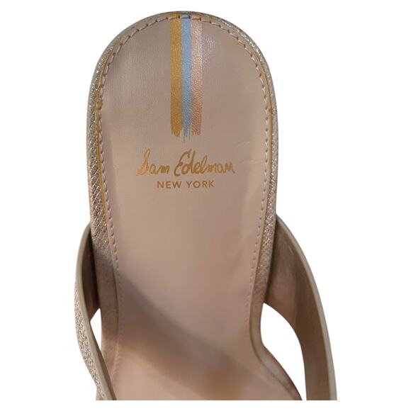 Sam Edelman New York Yardlie Cork Wedge Thong Sandals Muted Gold Leather Women 8 - Picture 5 of 7